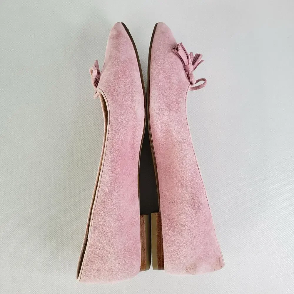 Talbots Flats Ballet Poppy Bow Suede Pink Slip On Women’s Size 8